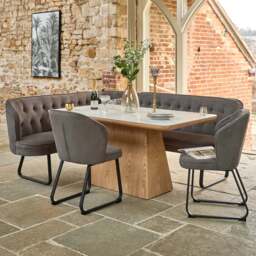 Sutton 160cm Dining Table - Ash with Frampton Corner Bench RHF & 2x Frampton Chairs in Anthracite - thumbnail 1