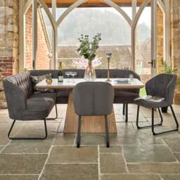 Sutton 160cm Dining Table - Ash with Frampton Corner Bench RHF & 2x Frampton Chairs in Anthracite - thumbnail 2