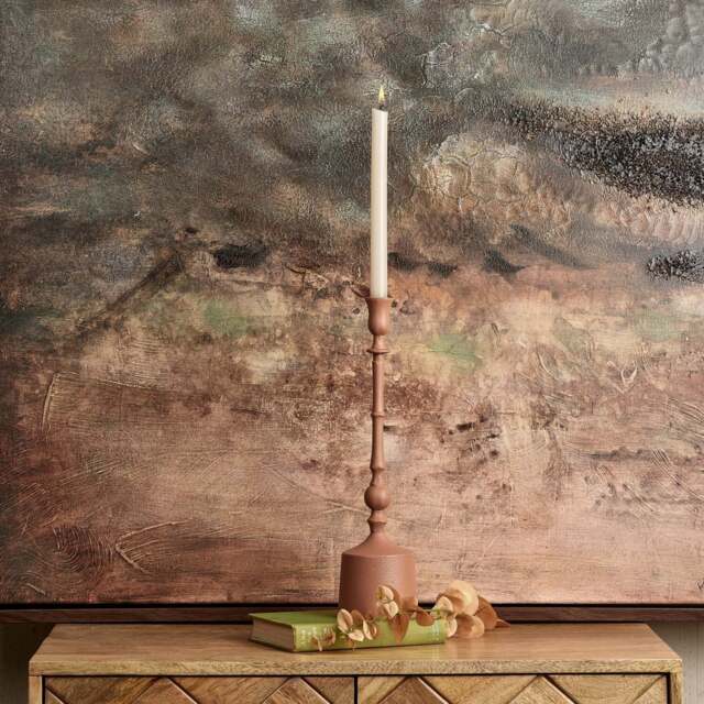 Metal U Roof Candle Stick in Matt Peach - Small - image 1