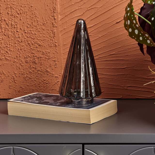 Cone Tree Glass Ornament in Grey Luster - Large - image 1