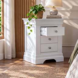 Provence 3 drawer bedside chest in white - thumbnail 2