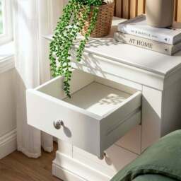 Provence 3 drawer bedside chest in white - thumbnail 3