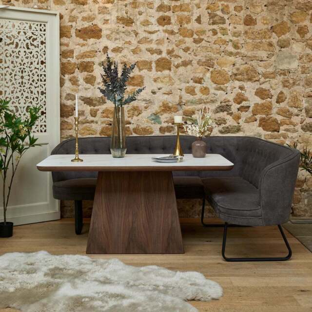 Sutton 160cm Dining Table - Walnut with Frampton Corner Bench in Anthracite LHF - image 1