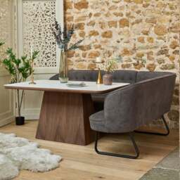Sutton 160cm Dining Table - Walnut with Frampton Corner Bench in Anthracite LHF - thumbnail 2