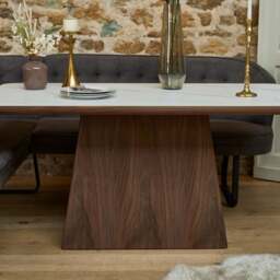 Sutton 160cm Dining Table - Walnut with Frampton Corner Bench in Anthracite LHF - thumbnail 6