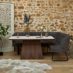 Sutton 160cm Dining Table - Walnut with Frampton Corner Bench in Anthracite LHF - thumbnail 1