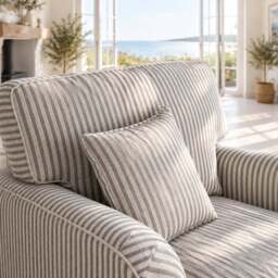 Eastbourne Armchair in Grey Stripe with Grey Stripe Cushion - thumbnail 5