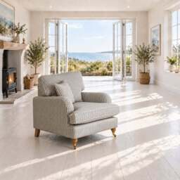Eastbourne Armchair in Grey Stripe with Grey Stripe Cushion - thumbnail 2