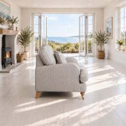 Eastbourne Armchair in Grey Stripe with Grey Stripe Cushion - thumbnail 3