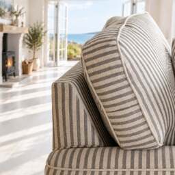 Eastbourne Armchair in Grey Stripe with Grey Stripe Cushion - thumbnail 6