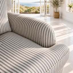 Eastbourne Armchair in Grey Stripe with Grey Stripe Cushion - thumbnail 4