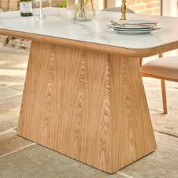 Sutton 160cm Dining Table - Ash with 6x Albi Chairs in Beige with Oiled Oak Legs - thumbnail 5