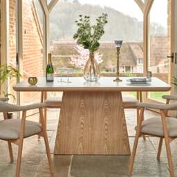 Sutton 160cm Dining Table - Ash with 6x Albi Chairs in Beige with Oiled Oak Legs - thumbnail 6