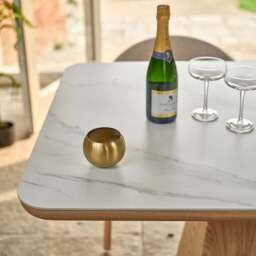 Sutton 160cm Dining Table - Ash with 6x Albi Chairs in Beige with Oiled Oak Legs - thumbnail 4