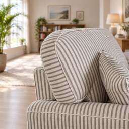 Eastbourne 2 Seater Sofa in Grey Stripe with Grey Stripe Cushions - thumbnail 4