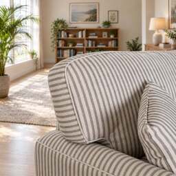 Eastbourne 2 Seater Sofa in Grey Stripe with Grey Stripe Cushions - thumbnail 5