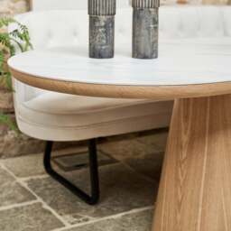Sutton 200cm Dining Table - Ash with Frampton Corner Bench RHF & Flat Bench in White - thumbnail 3