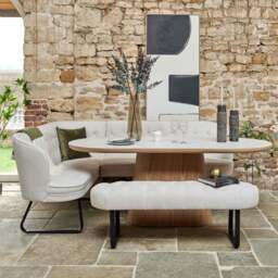 Sutton 200cm Dining Table - Ash with Frampton Corner Bench RHF & Flat Bench in White - thumbnail 2