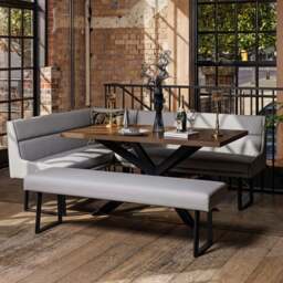 Jupiter Dining Set - Dark Oak - With RHF Corner Bench & Low Bench in Light Grey - thumbnail 2