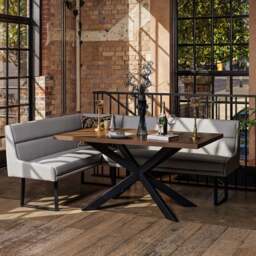 Jupiter Dining Set - Dark Oak - With RHF Corner Bench & Low Bench in Light Grey - thumbnail 4