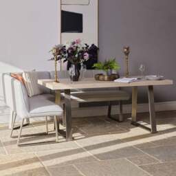 Neptune 180cm Dining Table with RHF Corner Bench - Misty - thumbnail 2