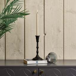 Candle Stick in Black with Removable Taper Bell Tealight Holder in Grey - thumbnail 2
