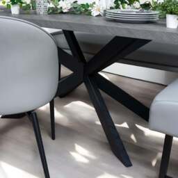 Jupiter 180cm - Faux Concrete - Dining Table & LHF Corner Bench with 2 Dining Chairs in Light Grey - thumbnail 2
