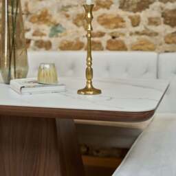 Sutton 160cm Dining Table - Walnut with Frampton Corner Bench RHF & Flat Bench in White - thumbnail 4