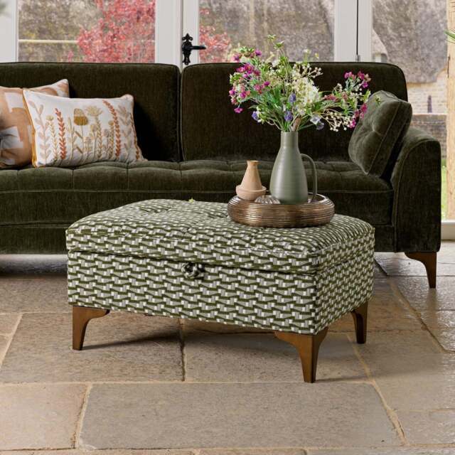 Hartpury Storage Ottoman in Green Maze - image 1