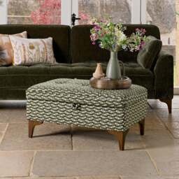 Hartpury Storage Ottoman in Green Maze - thumbnail 1