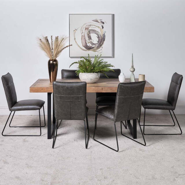 Adelaide 180cm Dining Table & 6 Hardy Dining Chairs - Grey - image 1