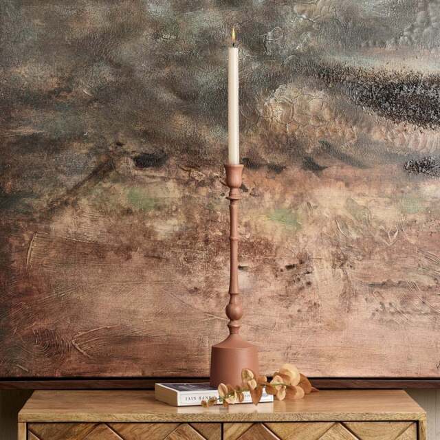 Metal U Roof Candle Stick in Matt Peach - Large - image 1