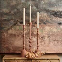 Metal U Roof Candle Stick in Matt Peach - Large - thumbnail 2