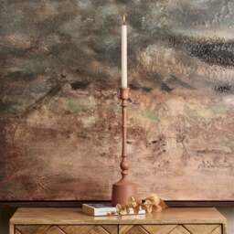Metal U Roof Candle Stick in Matt Peach - Large - thumbnail 1