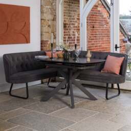 Saturn Dark Grey Motion Table with RHF Frampton Corner Bench - Anthracite - thumbnail 5