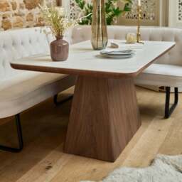 Sutton 160cm Dining Table - Walnut with Frampton Corner Bench RHF & 2x Frampton Chairs in White - thumbnail 4