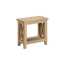 Tetbury X Leg Side Table With Shelf in Natural Oak - thumbnail 3