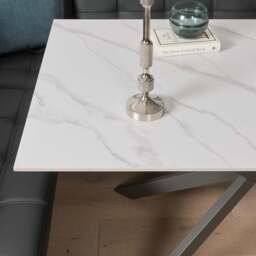 Saturn 135cm Dining Table White & Rubix Corner Bench With Low Bench in Grey - thumbnail 5