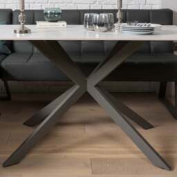 Saturn 135cm Dining Table White & Rubix Corner Bench With Low Bench in Grey - thumbnail 4