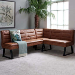 Adelaide 180cm Dining Table with Industrial Corner Bench in Tan and 158cm Flat Bench - thumbnail 3