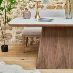 Sutton 160cm Dining Table - Walnut with Hampton Corner Bench in Grey RHF - thumbnail 3
