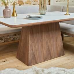 Sutton 160cm Dining Table - Walnut with Hampton Corner Bench in Grey RHF - thumbnail 6
