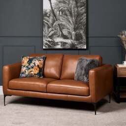 Carnaby Leather Sofa 2 Seater - Palomino Tan - thumbnail 2