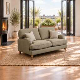 Eastbourne 2 Seater Sofa in Olive with Olive Stripe Cushions - thumbnail 1