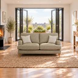 Eastbourne 2 Seater Sofa in Olive with Olive Stripe Cushions - thumbnail 2