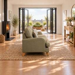 Eastbourne 2 Seater Sofa in Olive with Olive Stripe Cushions - thumbnail 3