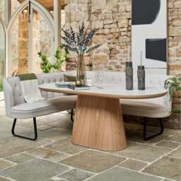 Sutton 200cm Dining Table - Ash with Frampton Corner Bench in White RHF - thumbnail 2