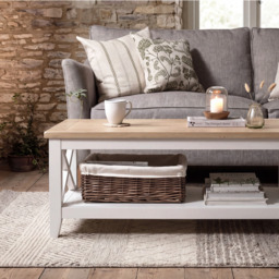 Tetbury X Leg Coffee Table With Shelf in Painted / Oak
