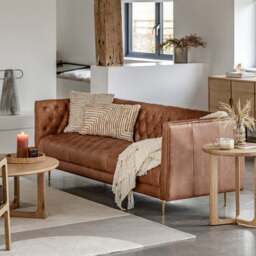Dalton Sofa Antique Brown Leather - thumbnail 2