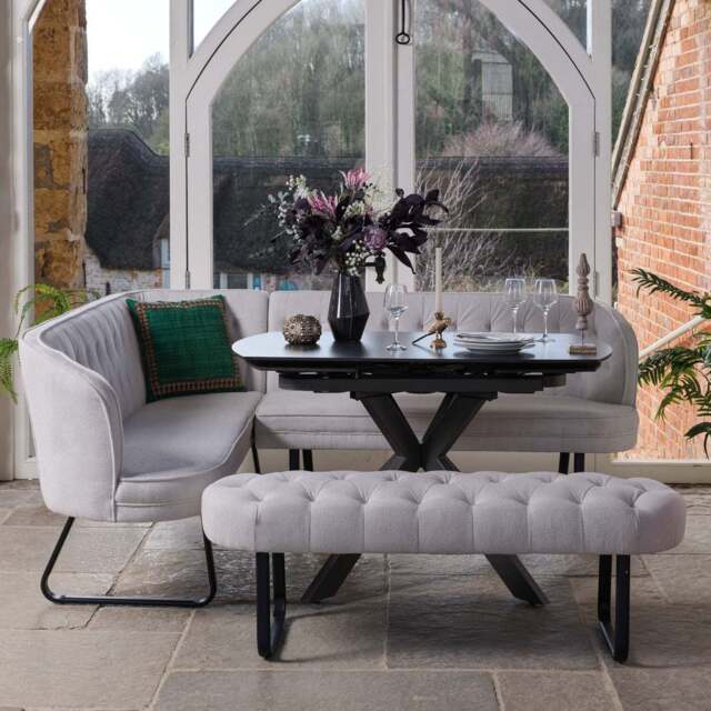 Saturn Dark Grey Motion Table with RHF Frampton Corner Bench & Low Bench - White - image 1